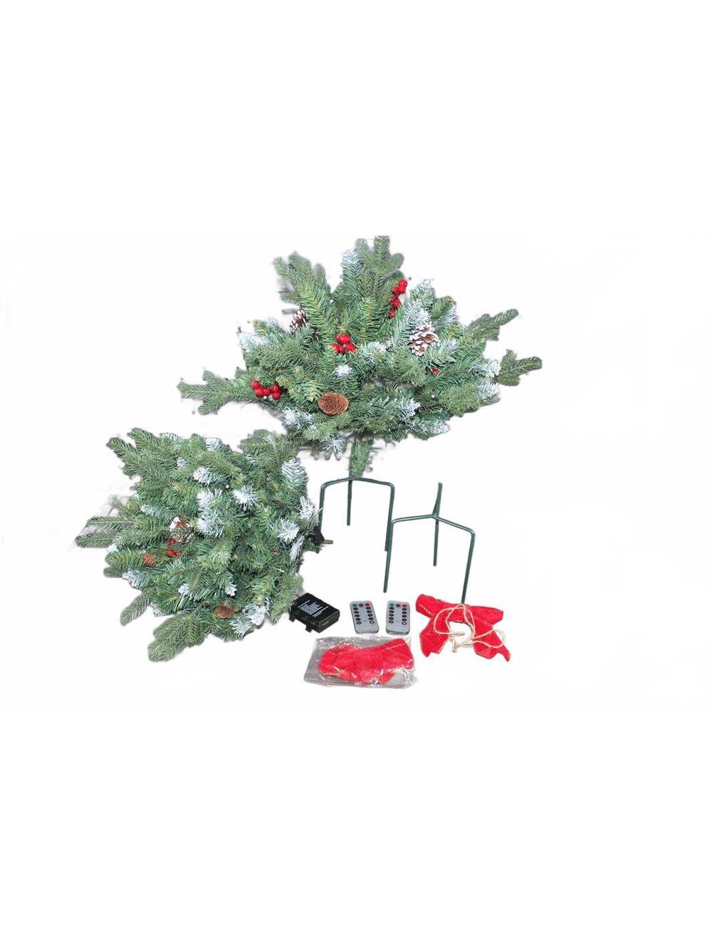 Snow Flocked Christmas Tree Decor Set w/ Remotes & Bows